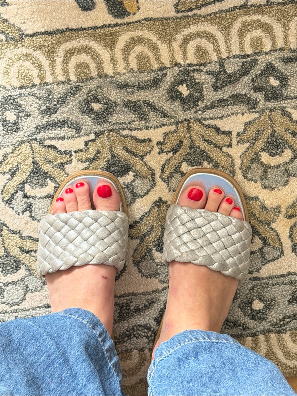 Dolce Vita Silver Braided Slide Sandals